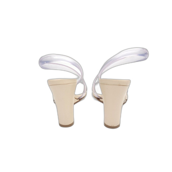 Ilio Smeraldo Claire Rose Nude Wedge Minimal Clear Strappy Sandal Heels 7 Beige - Picture 9 of 11
